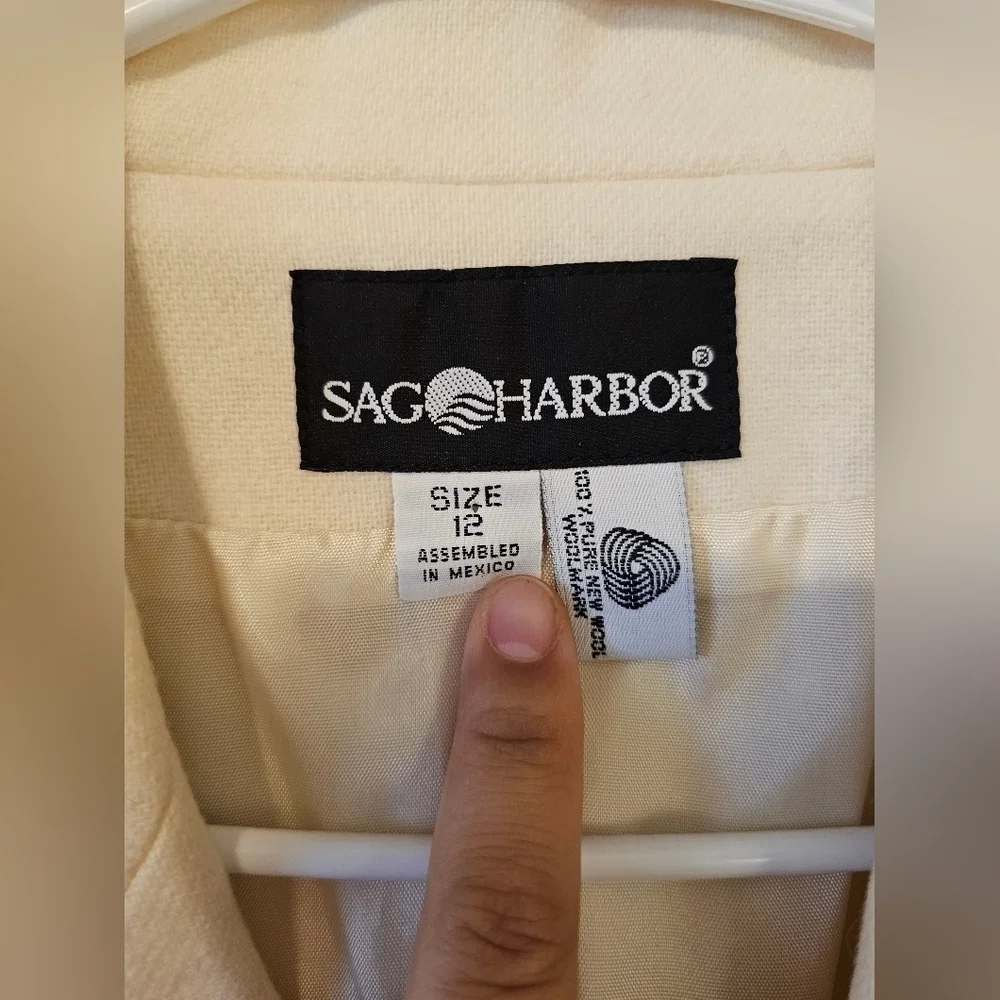 SAG HARBOR Cream Blazer 100% Pure Wool - Picture 3 of 5